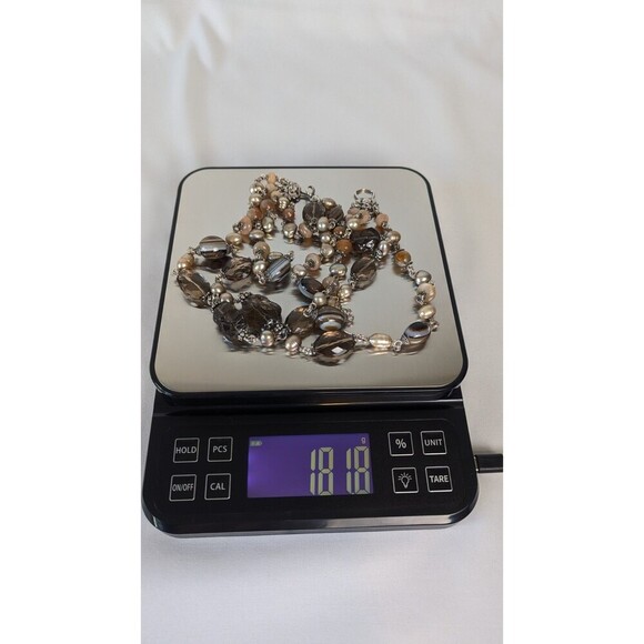 Stephen Dweck Vintage Necklace Triple Strand Smoky Quartz Sterling Silver Estate - Picture 10 of 10